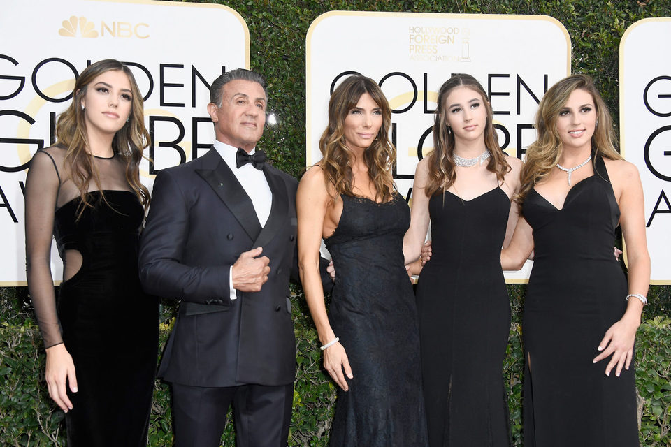 Sylvester Stallone, family at the 2017 Golden Globes red carpet