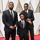 Trevante Rhodes, Alex R. Hibbert and Ashton Sanders at the Oscars 2017 red carpet