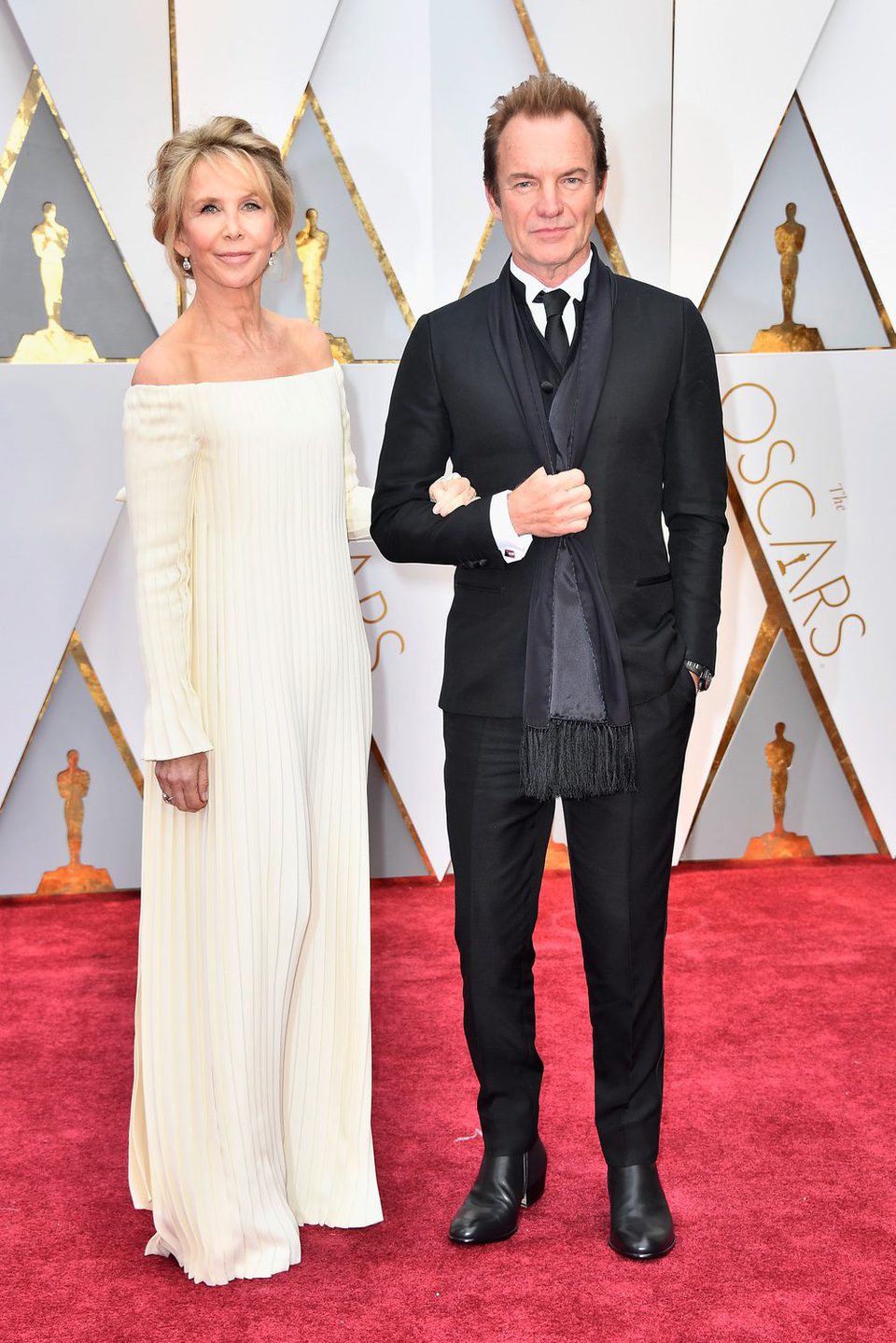 Sting and Trudie Styler at the red carpet of the Oscars 2017