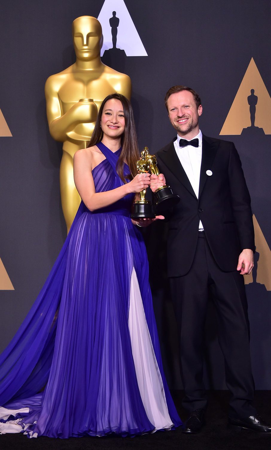 Joanna Natasegara and Orlando von Einsiedel, winners for Documentary Short Subject's Oscar for 'The White Helmets'