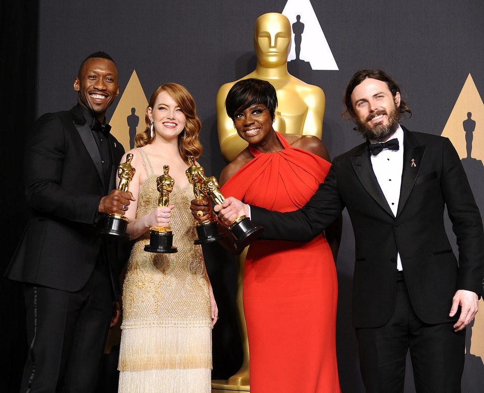 Mahershala Ali, Emma Stone, Viola Davis and Casey Affleck, winners of the Oscars 2017