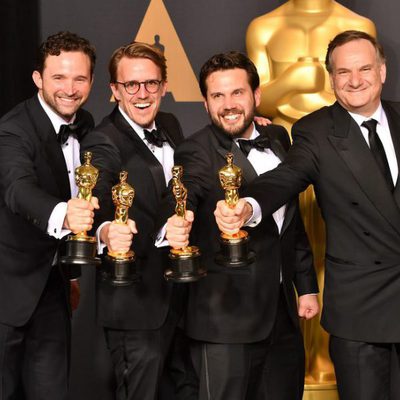 Dan Lemmon, Andrew R. Jones, Adam Valdez and Robert Legato, winners of the Best Visual Effects' Oscar for 'The Jungle Book'