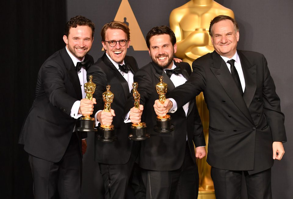 Dan Lemmon, Andrew R. Jones, Adam Valdez and Robert Legato, winners of the Best Visual Effects' Oscar for 'The Jungle Book'