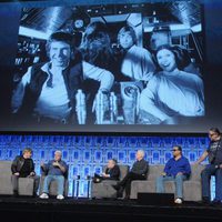 George Lucas with the cast of 'Star Wars' in the Star Wars Celebration