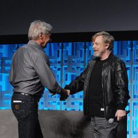 Mark Hamill and Harrison Ford in the Star Wars Celebration