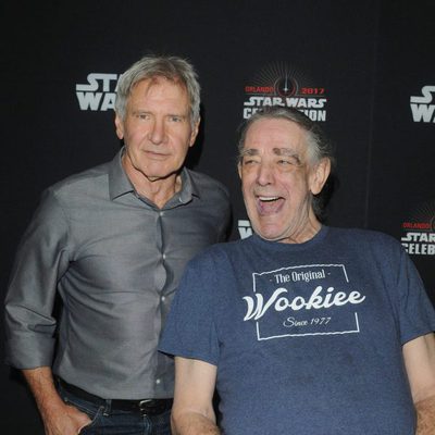 Harrison Ford and Peter Mayhew during the Star Wars Celebration