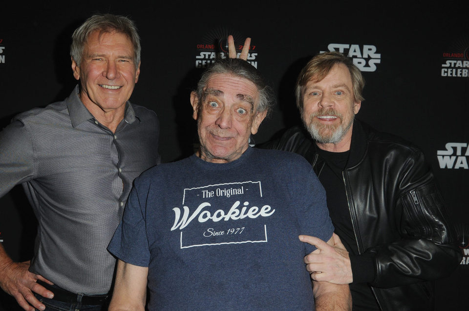 Harrison Ford, Peter Mayhew and Mark Hamill during the Star Wars Celebration