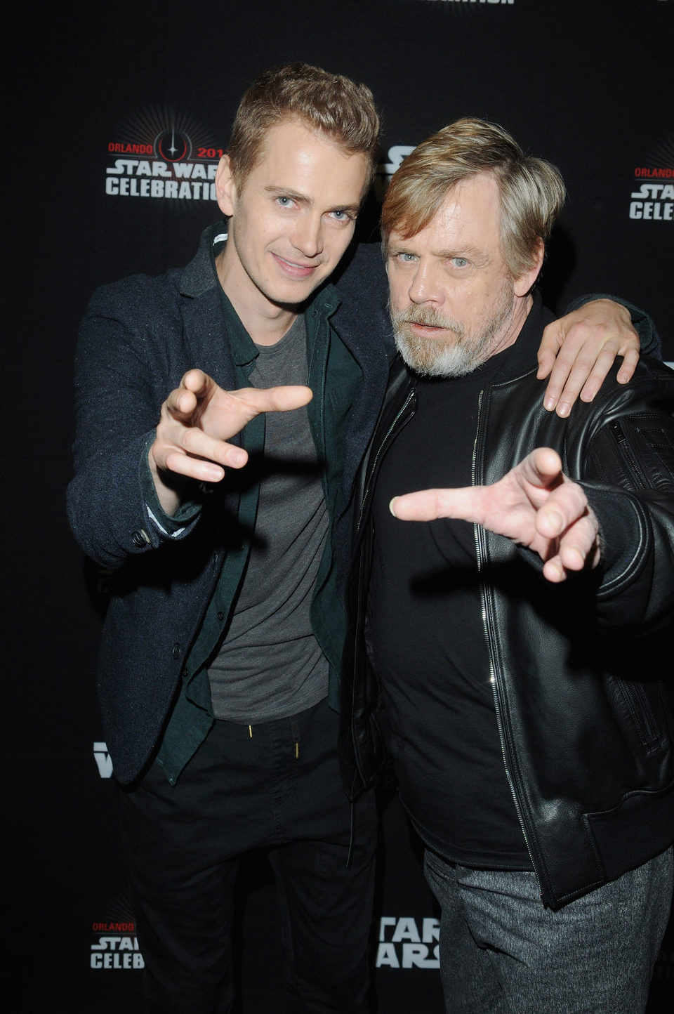 Mark Hamill and Hayden Christensen in the Star Wars Celebration