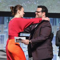 Daisy Ridley and Josh Gad at the panel of 'The last Jedi' in the Star Wars Celebration