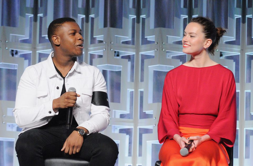 Daisy Ridley y John Boyega at the panel of 'The last Jedi' in the Star Wars Celebration