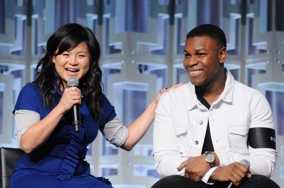 Kelly Marie Tran and John Boyega at the panel of 'The last Jedi' in the Star Wars Celebration