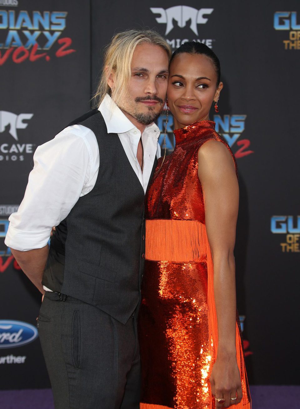 Zoe Saldana and Marco Perego at world premiere of 'Guardians of the Galaxy Vol. 2'