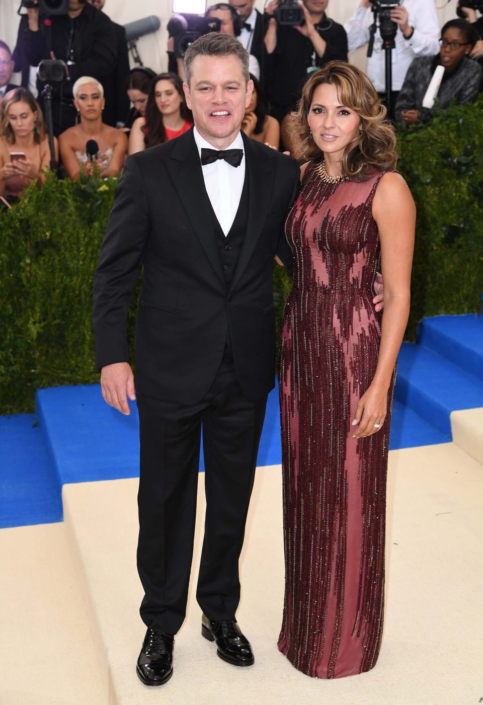 Mat Damon and Luciana Barroso on the Met Gala red carpet 2017