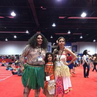 Family dressed up like characters of 'Moana' in the D23