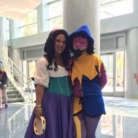 Fans dressed up like Esmeralda and the buffon from 'The Hunchback of Notredame'