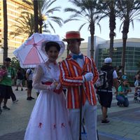 Fans dressed up like Mary Poppins and Bert in the D23