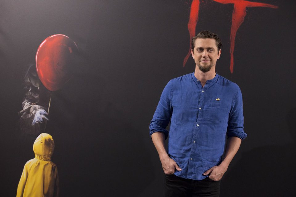 Andy Muschietti poses alone at 'It' presentation in Madrid