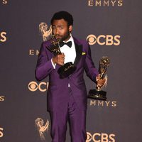 Donald Glover with his Emmy 2017 for best actor and best director of a comedy series