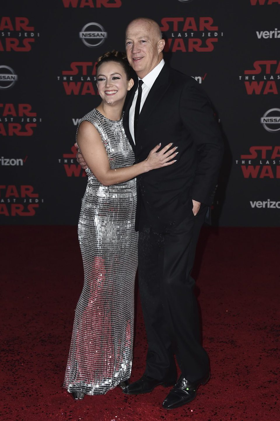 Billie Lourd and father Bryan Lourd at the Star Wars: The Last Jedi premiere