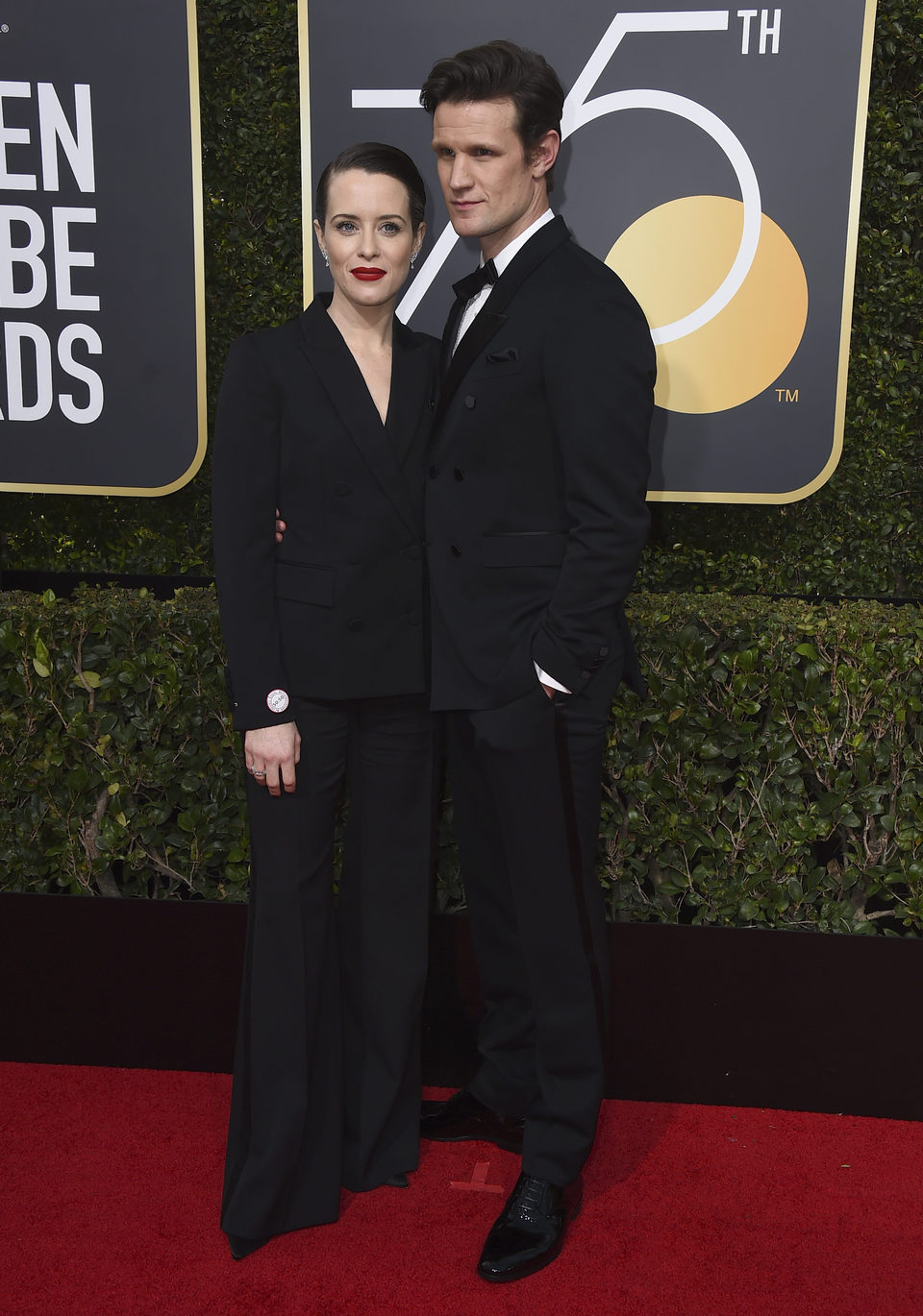 Claire Foy y Matt Smith  at the Golden Globes 2018 red carpet