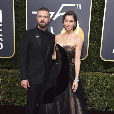 Justin TImberlake and Jessica Biel at the Golden Globe's red carpet 2018