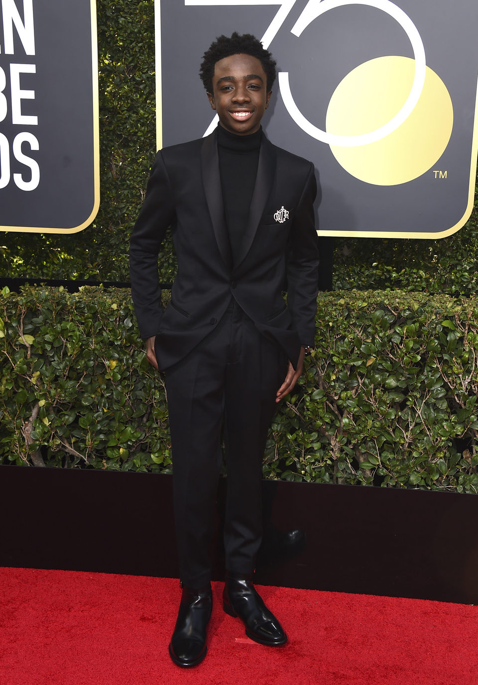 Caleb McLaughlin at the Golden Globes 2018 red carpet