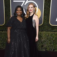 Jessica Chastain y Octavia Spencer at the Golden Globes 2018 red carpet