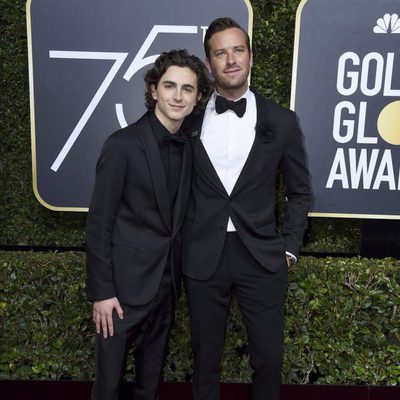 Timothee Chalamet and Armie Hammer at the Golden Globes 2018 red carpet