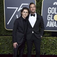 Timothee Chalamet and Armie Hammer at the Golden Globes 2018 red carpet