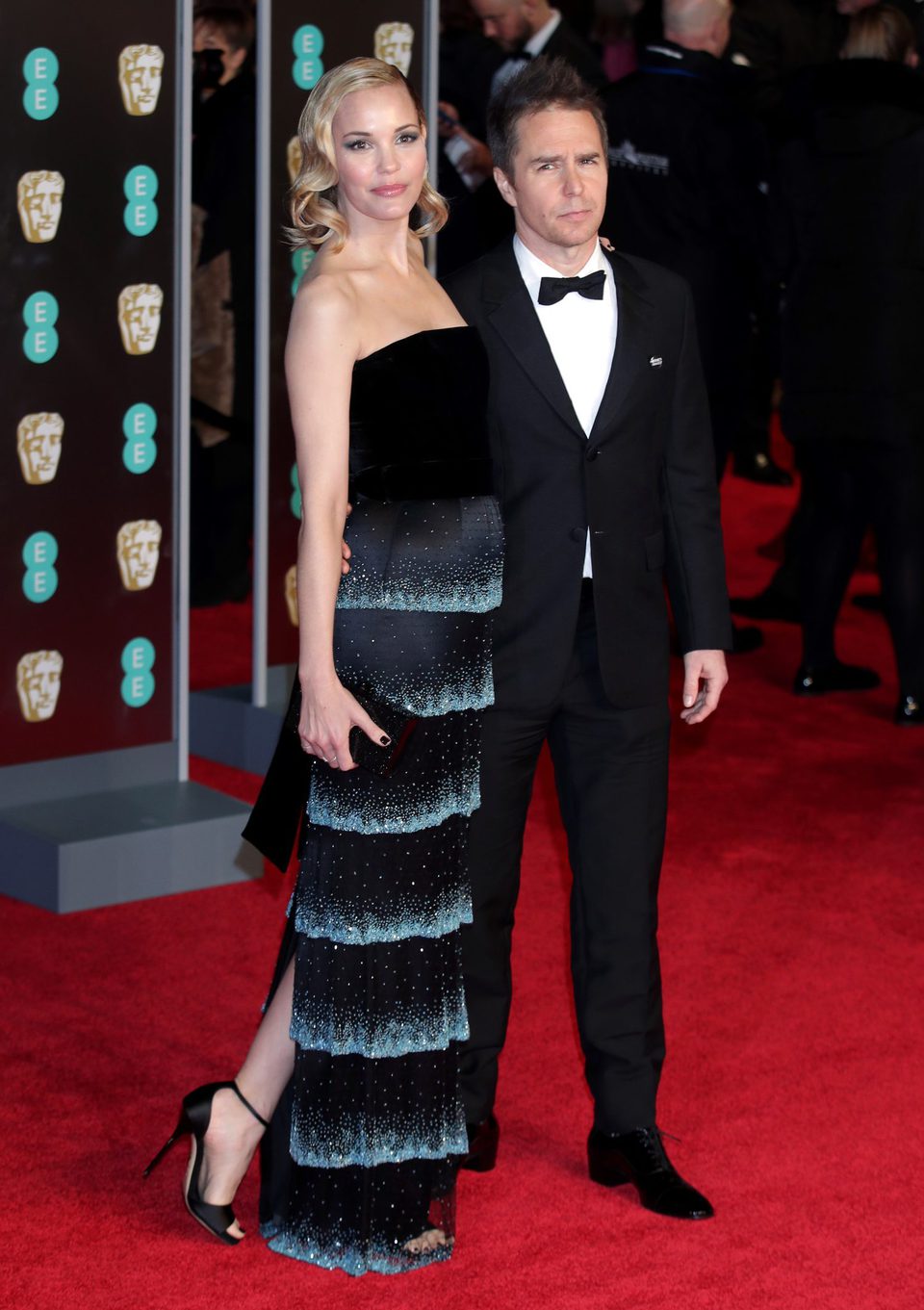 Leslie Bibb and Sam Rockwell at the BAFTAs 2018 red carpet