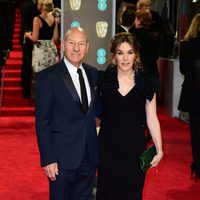 Patrick Stewart and Sunny Ozell at the BAFTA Awards' 2018 red carpet