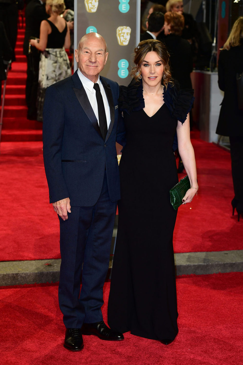 Patrick Stewart and Sunny Ozell at the BAFTA Awards' 2018 red carpet