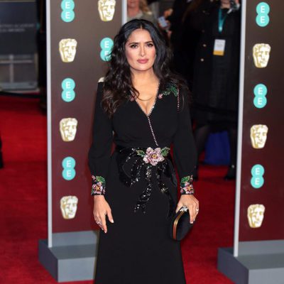 Salma Hayek at the BAFTAs 2018 red carpet