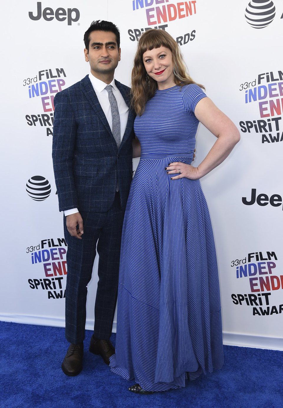 Kumail Nanjiani y Emily V. Gordon at the Spirit Awards 2018