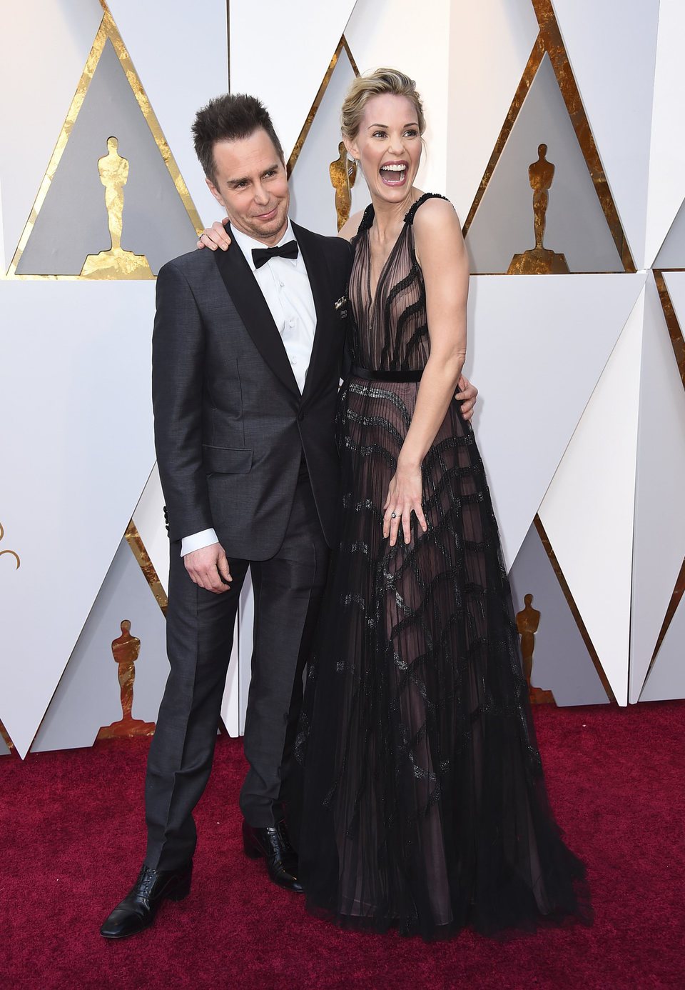 Sam Rockwell and Leslie Bibb at the Oscar 2018 red carpet