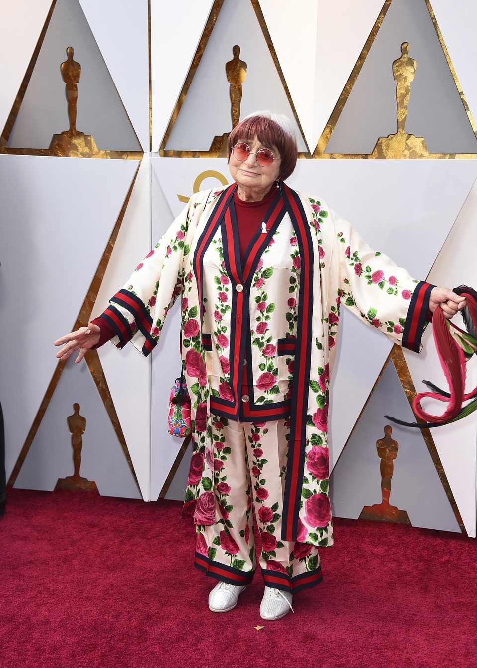 Agnes Varda at the Oscars 2018 red carpet