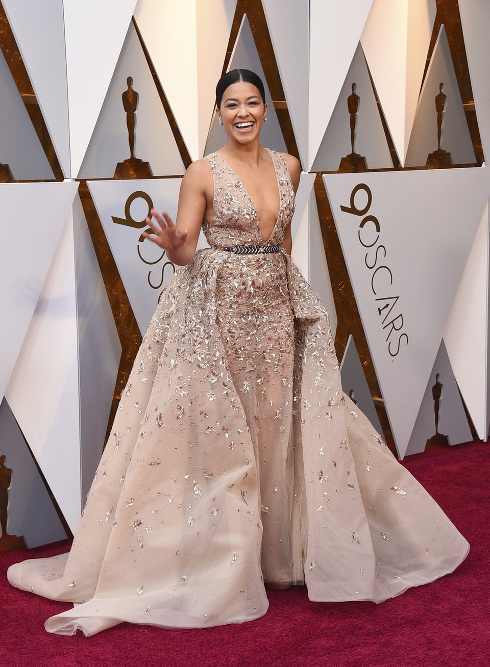 Gina Rodriguez at the red carpet of the Oscars