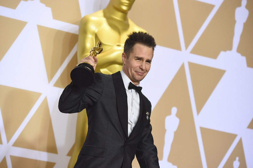 Sam Rockwell poses with Best Actor In A Supporting Role