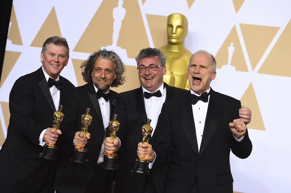 Richard R. Hoover, Paul Lambert, Gerd Nefzer and John Nelson, winners of the best visual effects Oscar for 'Blade Runner 2049?