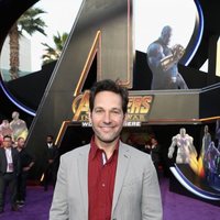 Paul Rudd poses on the purple carpet at the world premiere of 'Avengers: Infinity War'