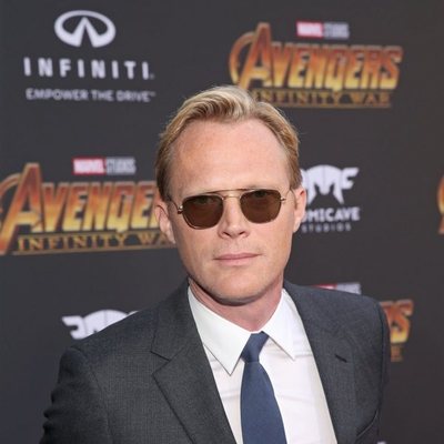 Paul Bettany poses on the purple carpet at the world premiere of 'Avengers: Infinity War'