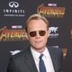 Paul Bettany poses on the purple carpet at the world premiere of 'Avengers: Infinity War'