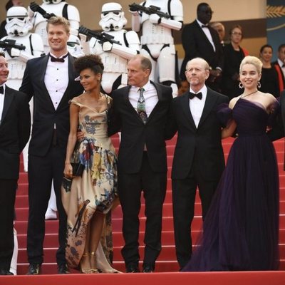 The cast of 'Solo: A Star Wars Story' attends the premiere of the film at the 71st Cannes Film Festival