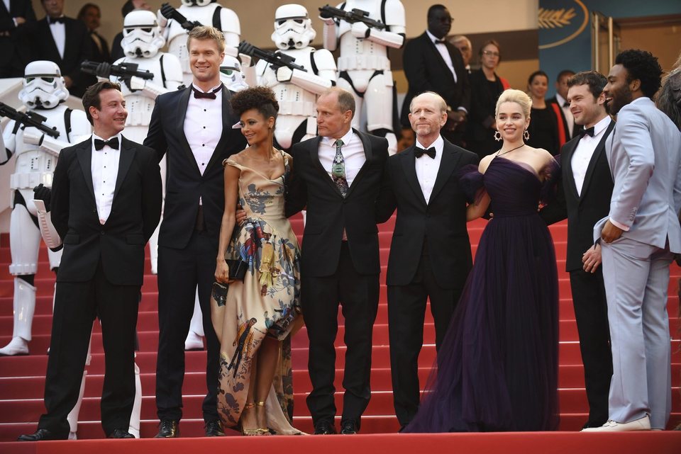 The cast of 'Solo: A Star Wars Story' attends the premiere of the film at the 71st Cannes Film Festival