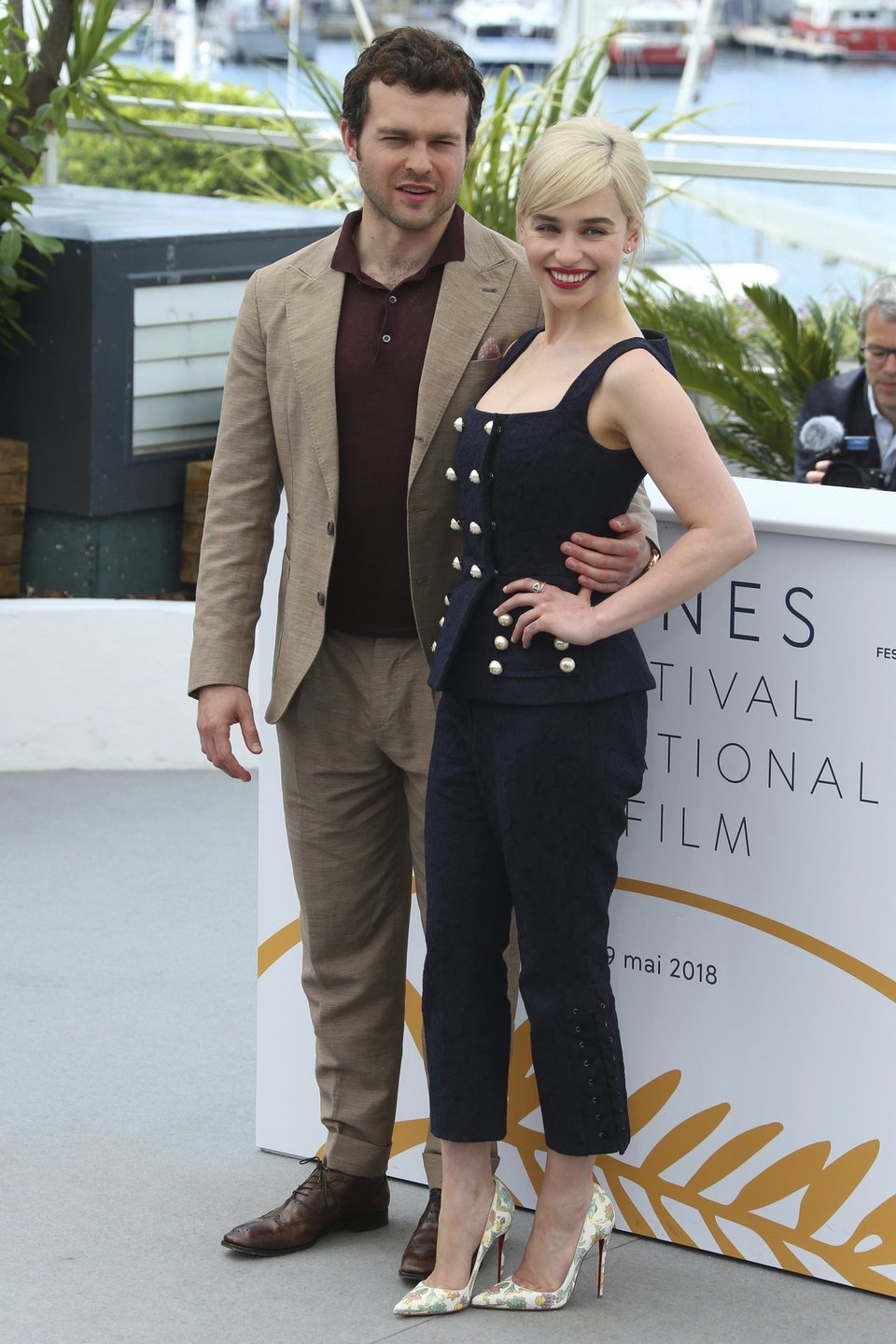 Emilia Clarke and Alden Ehrenreich attend the premiere of 'Solo: A Star Wars Story' during the 71st Cannes Film Festival