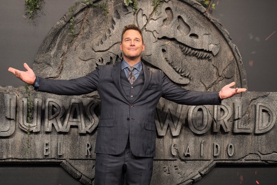 Chris Pratt very happy at the 'Jurassic World: Fallen Kingdom' world premiere at Madrid