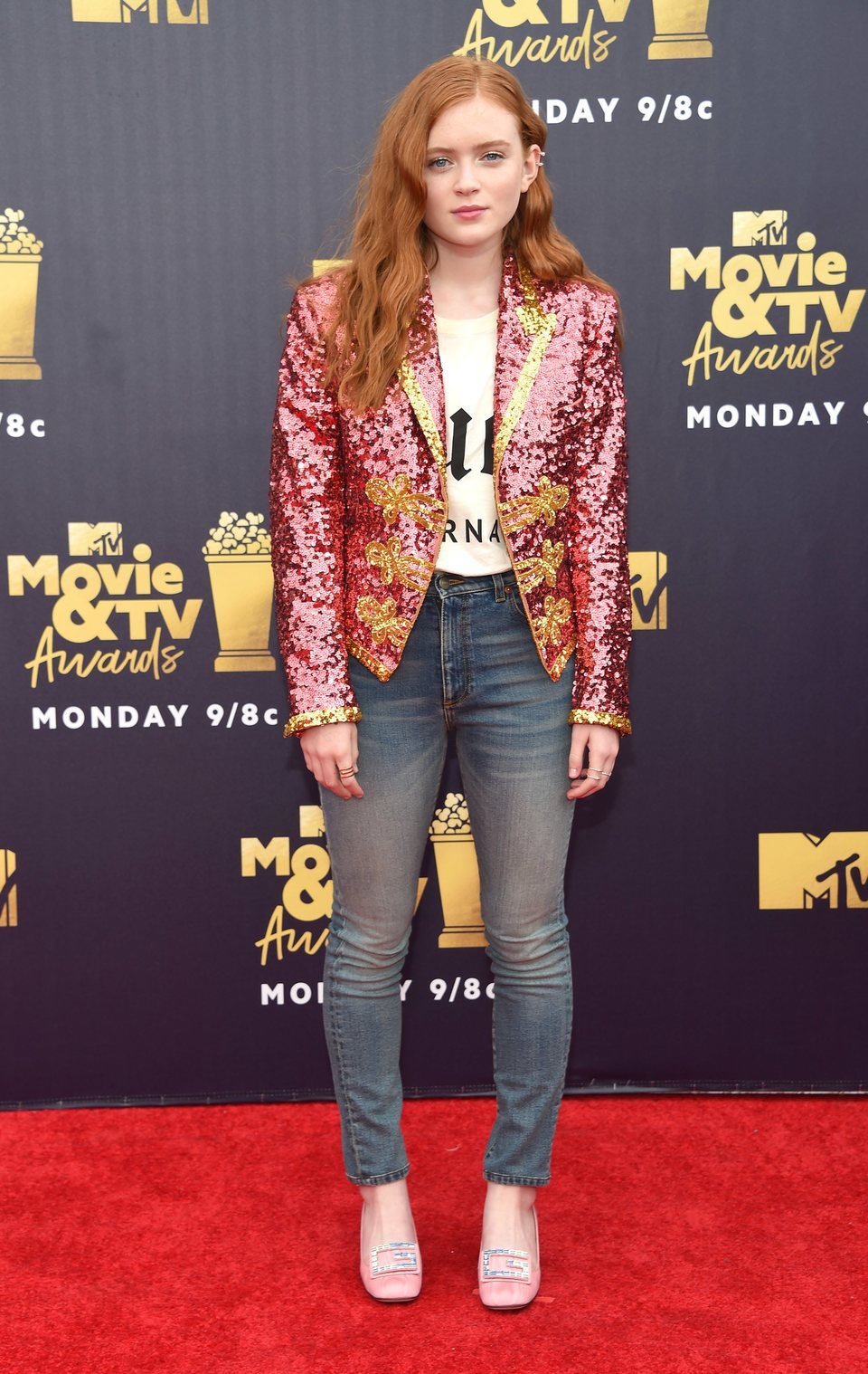 Sadie Sink at the MTV Movie & TV Awards 2018 red carpet