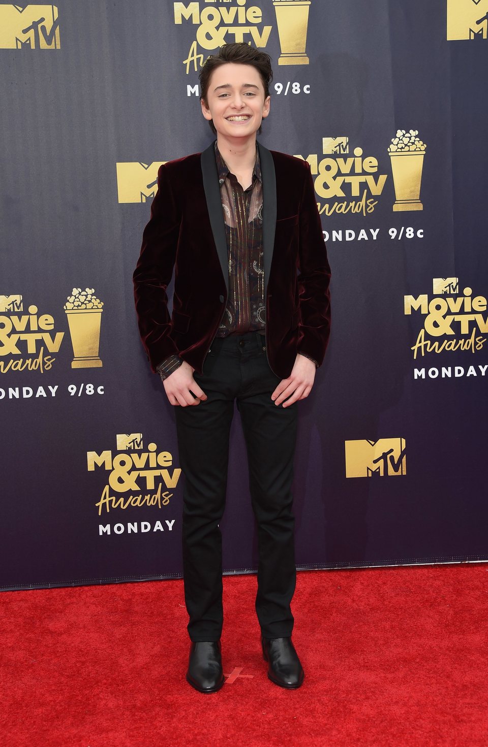 Noah Schnapp at the MTV Movie & TV Awards 2018 red carpet