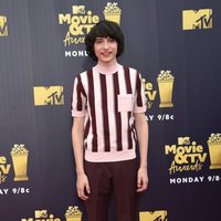 Finn Wolfhard at the MTV Movie & TV Awards 2018 red carpet