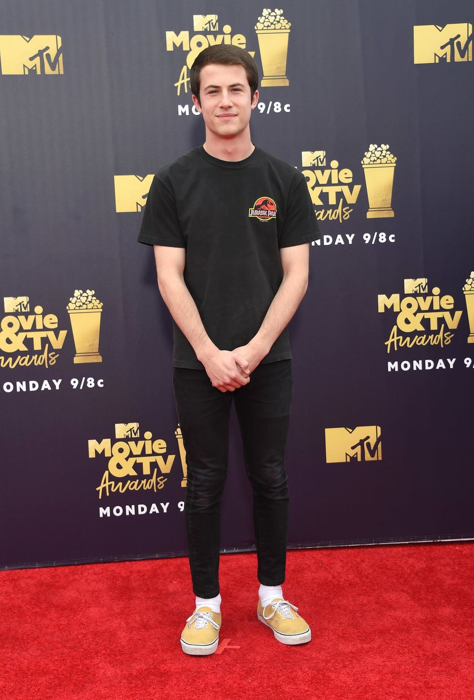 Dylan Minnette at the MTV Movie & TV Awards 2018 red carpet